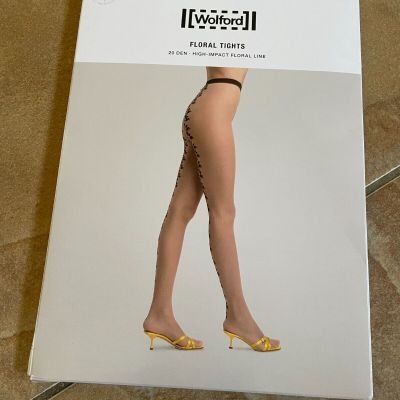 Wolford Tights Denier Shaping Control Patterned Sheer Opaque Tights 20-Den Sz S