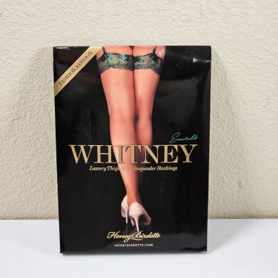 NIP Honey Birdette Whitney Emerald Suspender Stockings Size M