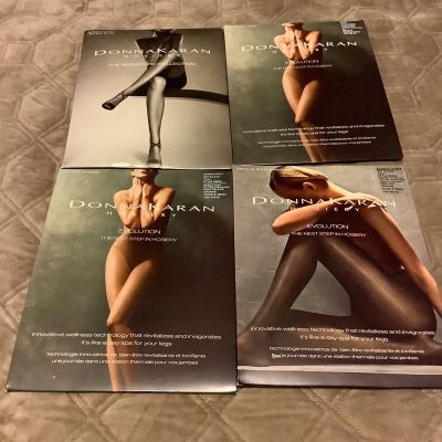 Donna Karan Hosiery Sandlefoot Off Black Nude Tall Pantyhose NEW 4 pair