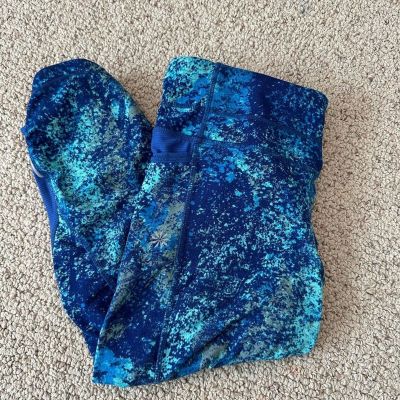 Athleta Blue Splatter Patterned Crop Leggings Workout