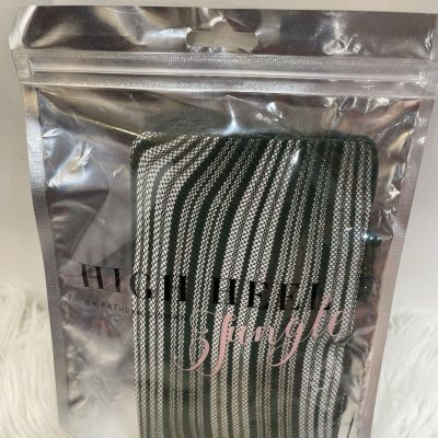 Free People One Size High Heel Jungle Sheer Green Candystripe Heel Socks