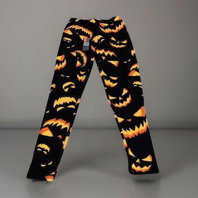 No Boundaries Spooky Jack-O-Lantern Faces Ankle Length Leggings Jr. Women's XL