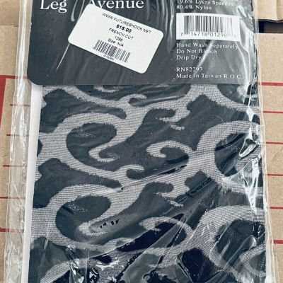 Leg Avenue Pantyhose One Size Patterned Textured Lycra French Cut 1298 Black New