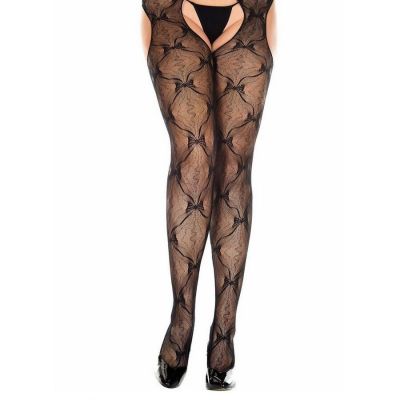 Brand New Plus Size Bow Lace Suspender Pantyhose Music Legs 933Q