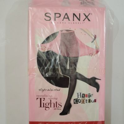 Spanx Size E Black Tantalizing Taming High Waisted Tights Haute Contour 1994