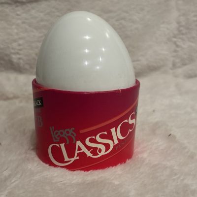 Vintage L'eggs EGG  Pantyhose Off Black Sheer Toe SizeB NOS