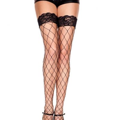 sexy MUSIC LEGS fence DIAMOND net LARGE fishnet LACE top THIGH highs STOCKINGS
