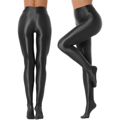 Women's Shiny Glossy Footed Tights Pantyhose Hosiery Bodystockings Long Pants