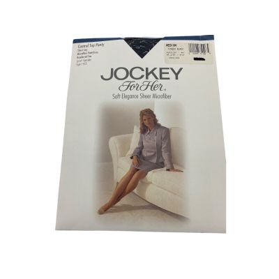 Vintage Jockey for Her Soft Sheer Microfiber Medium Tuxedo Black NIP Pantyhose