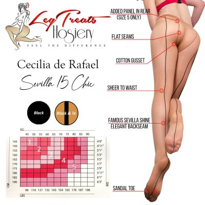 Cecilia de Rafael Sevilla Chic | Shiny Glossy Sheer Back Seam Pantyhose Tights