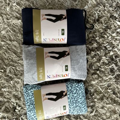 NEW LOT 3 JOYSPUN TIGHTS WOMENS XL WITH SIDE POCKETS