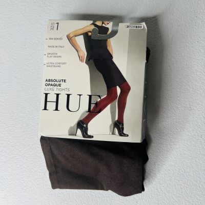 NWT HUE Womens Absolute Opaque Luxe Tights Size 1 Espresso 1 Pair Pack New