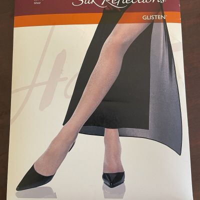 Vintage Hanes Silk Reflections Control Top Sandalfoot 00N52 AB Silver GLISTEN