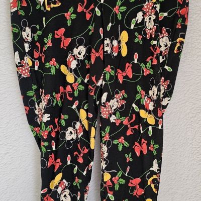 Disney Womens Legging Pants Size 2 2X Christmas Minnie Mouse NEW
