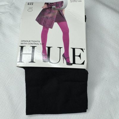 HUE Black Opaque Tights w/Control Top 1 Pair Womens Size 1 #U4690 New