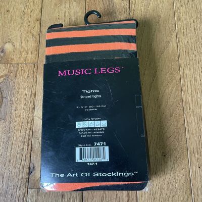 MUSIC LEGS BLACK AND ORANGE STRIPED TIGHTS HALLOWEEN SIZE ONE SIZE NEW