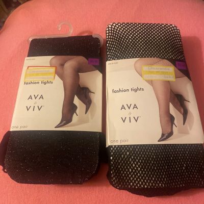 A NEW DAY BEAUTIFUL SEXY FASHION TIGHTS EBONY BLACK SIZE 3X/4X TWO PAIRS
