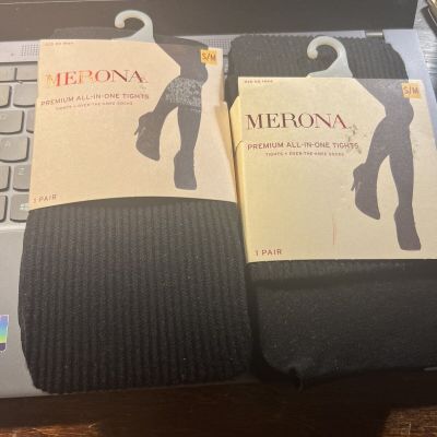 Merona Premium All-in-One Tights + Over-the-Knee Socks Black size S/M A Lot of 2