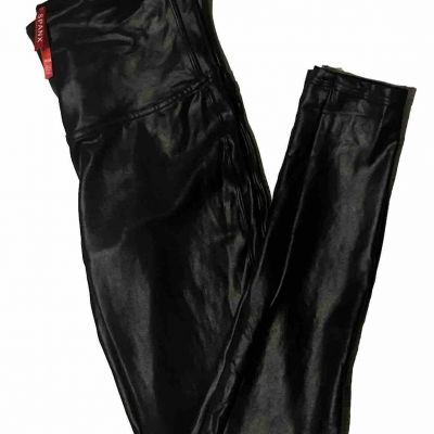 SPANX Faux Leather Shiny LEGGINGS-#2437-BLACK-Size Medium-Actual 26” Waist