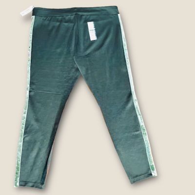 Time And Tru Women’s Green Velour Side Stripe Leggings Pants Size XXXL (22)