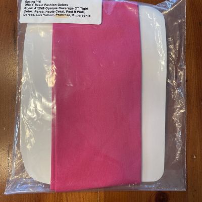 DKNY 412NB Opaque Control Top Tights Spring 2015 Primrose Pink New Size ? VTG