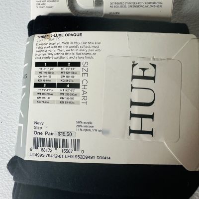 New Hue Thermo Luxe Opaque Tights 100 Denier Size 1 Navy 2 Pair Pack
