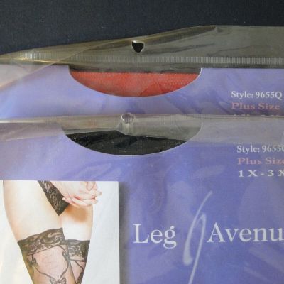 Leg Avenue Lace Top Ribbon Bow Tie Thigh-High Stockings 9655Q Plus Size 1X-3X