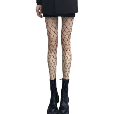 Pantyhose Solid Color Beautify Legs Rhombus Ladies High Stockings 3 Styles