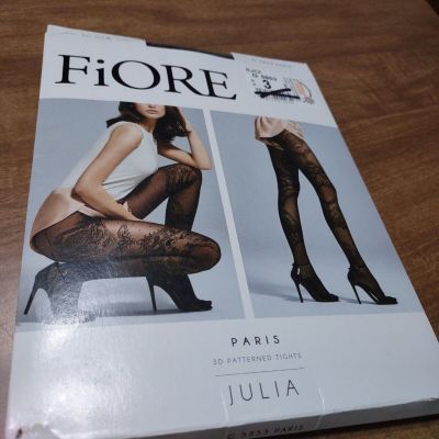 Fiore Paris 3D Julia 30 Den Pantyhose Patterned Tights SIZE 3 (Medium) Black