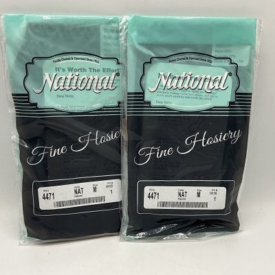 Two Pack Vintage National Fine Hosiery Stocking Color Natural Size M Style 4471