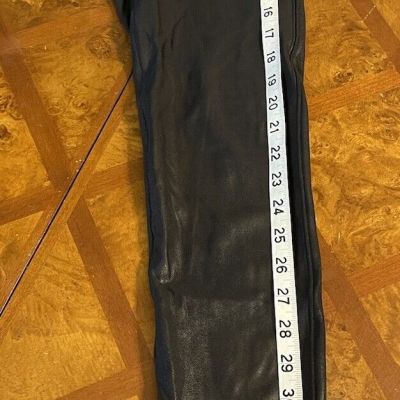 SPANX Black Faux Leather Leggings Womens Size L Large Black Shapewear Shiny 2437