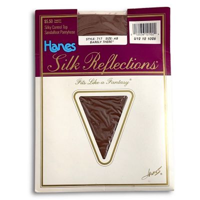 Hanes Silk Reflections Sheer Control Top Pantyhose Sandalfoot Sz AB Barely There