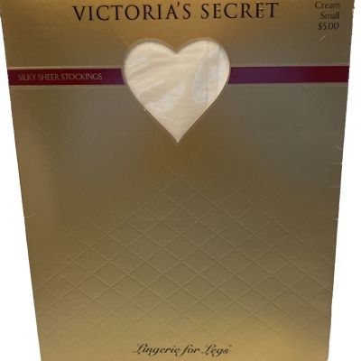 Victoria Secret Silky Sheer Stockings Cream Sz S NOS Wedding