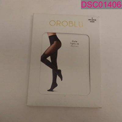 OROBLU Style Tights 30 Abstract Grey Leopard Animal Print Small