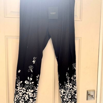 JUST FASHION NOW High Waist Floral Ombre Butt Lifting Black Leggings - XL