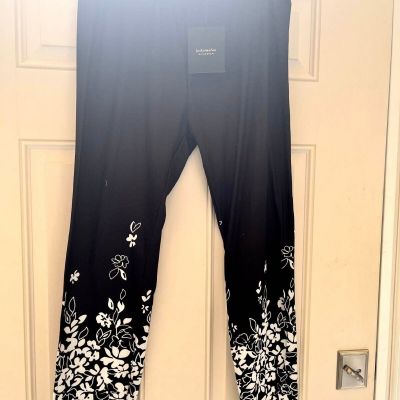 JUST FASHION NOW Women's Black Floral Pattern High Waist Skinny Leggings XL NWT