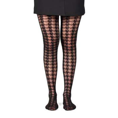 Fil de Jour France Pantyhose Tights, Houndstooth, M/L 30 Denier Made in Italy