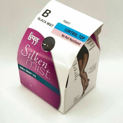 L'eggs Silken Mist - Sz B Black Mist - Silky Sheer Control Top Pantyhose No-Roll