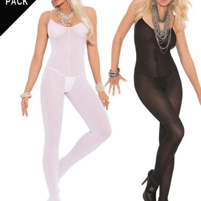 Opaque Bodystockings Womens OS 2-Pack Black and White Body Stockings