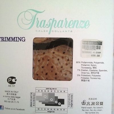 Trasparenze Trimming Ribbon And Dots Mock Suspender Tights Beige Pantyhose XL
