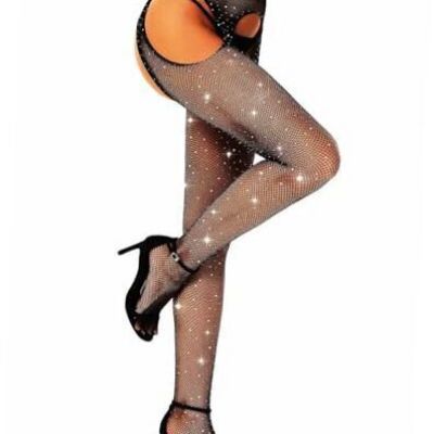 Tights High Stockings Black Plus Size High Waist Fishnet Suspender One Size D