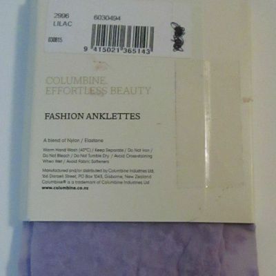 Columbine Fashion Statement Anklettes Nylon Blend LILAC OSFM Pastel Lavender