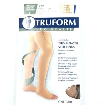 Truform Anti-Embolism Stockings Thigh High Closed Toe: 18 mmHg S BEIGE