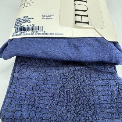 Hue Womens Crocodile Luster Tights With Control Top Color Emperor Blue Size S/ M