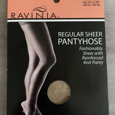 Ravinia Regulat Sheer Pantyhose Nylons Reinforced Nude One Size