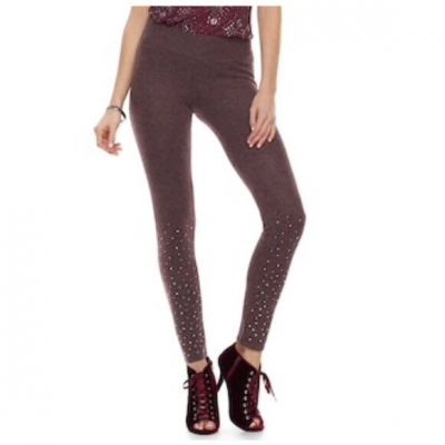 NEW Juicy Couture Womens Embellished Stretch Leggings Pants Purple Grey S M $50