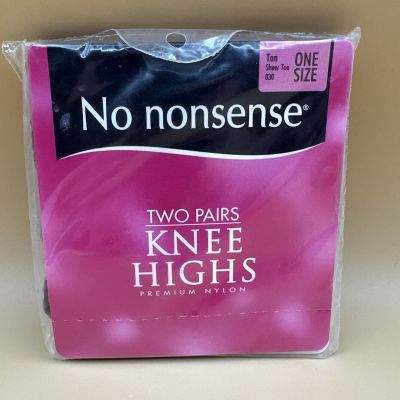 No Nonsense Comfort Top Nylon Knee Highs, Tan/Medium 30, One Size, Sheer Toe