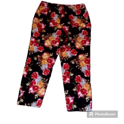 Time & Tru Pants 20 Floral Black Red Bright Stretch Leggings Jeggings Woman...