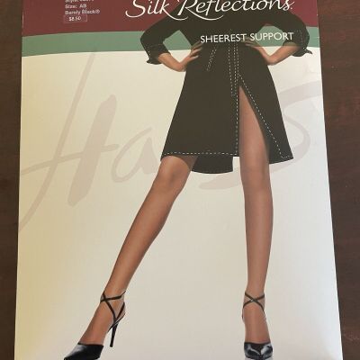 NOS Vintage Hanes Silk Reflections Control Top Sandalfoot 0E079 AB Barely Black