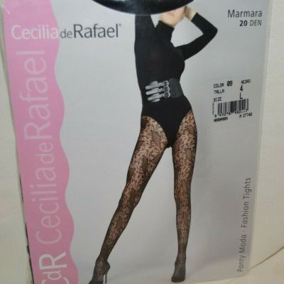 CDR Cecilia De Rafael MARMARA Art Designer CT BLACK Pantyhose Sz 4 LARGE G2